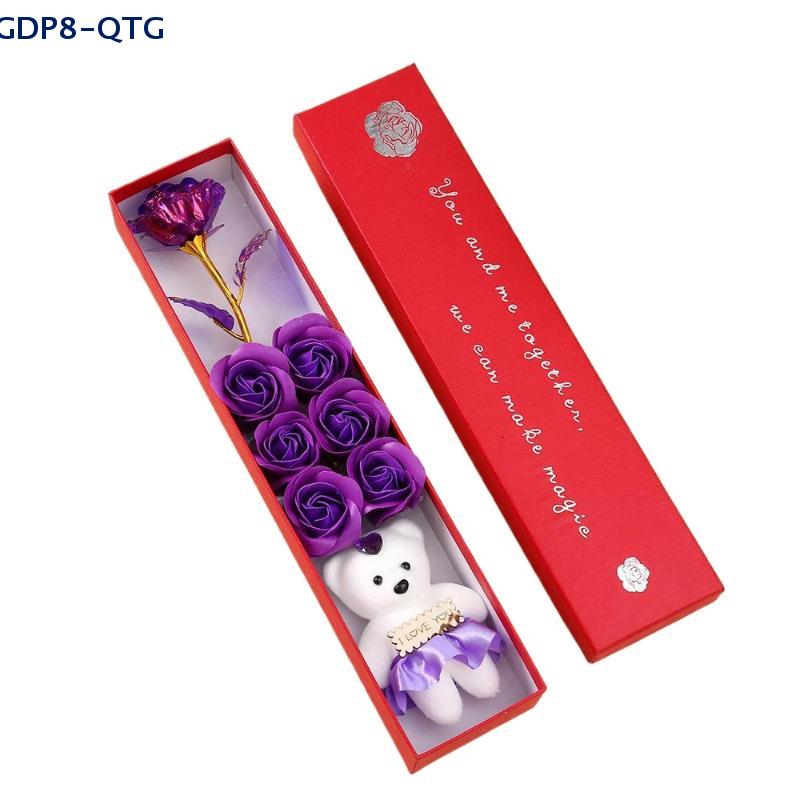 Plush Bear Artificial Flower Gift Box Soap Rose Flowers Creative Romantic Rose Valentines Day Mother Day Gift Wedding Home Decor