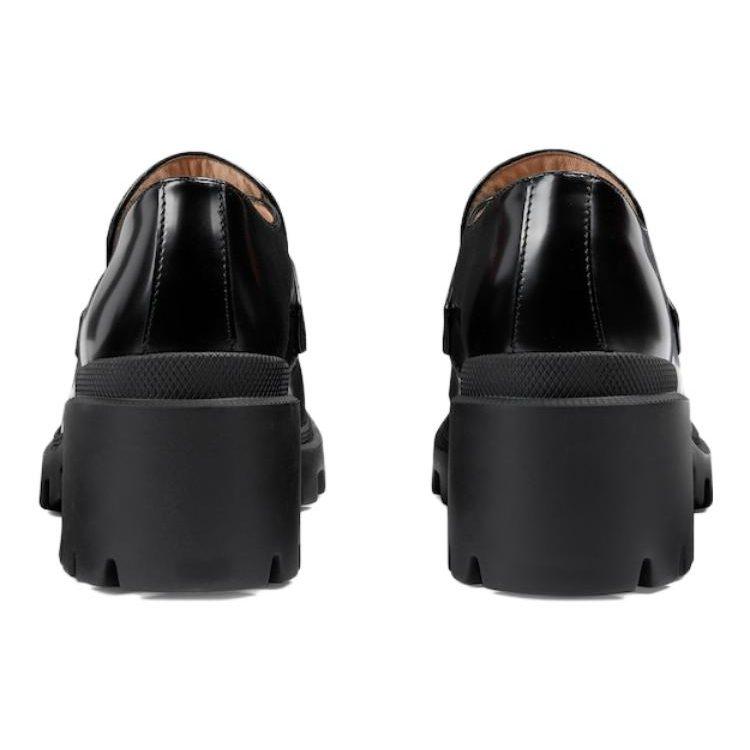 Gucci Interlocking Loafers 7.5cm Women's Black 750598 AACAT 1000