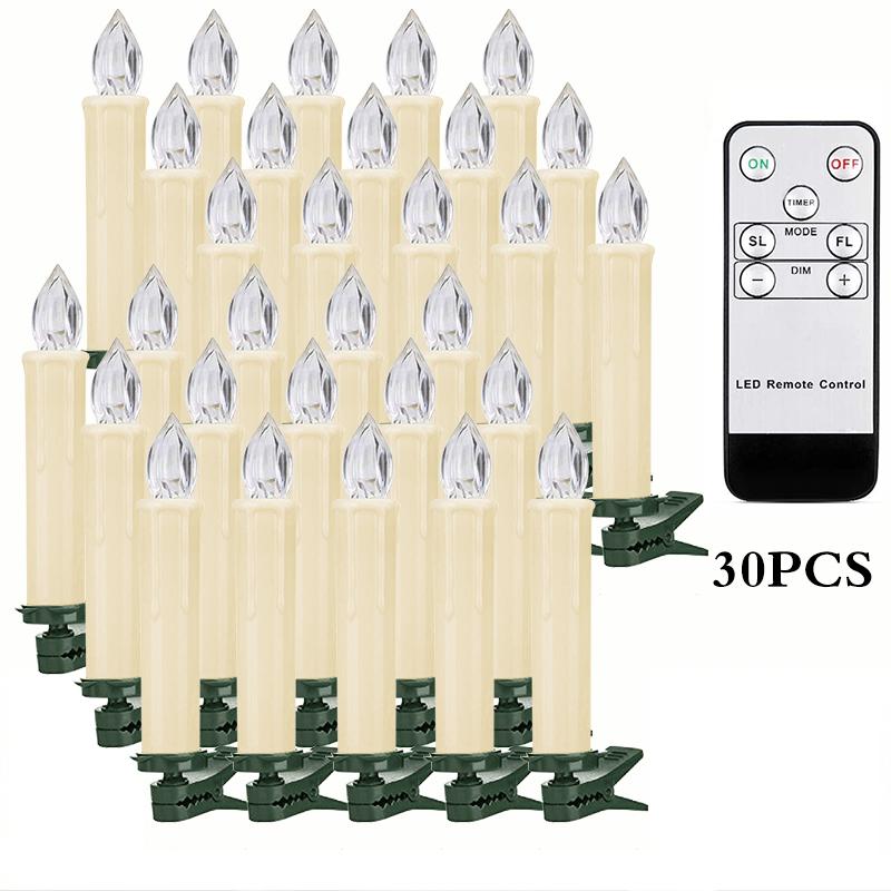 LED Flickering Flames Candles with Timer Remote, Christmas Tree Candle, Battery Operated, New Year Decoration, Home decor Candle