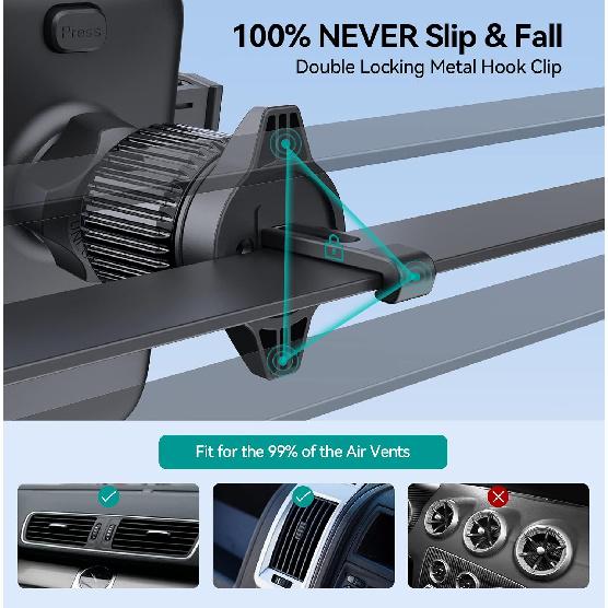 DOLYOFG Car Phone Holder Mount, [Military-Grade Suction & Super Sturdy Base] 3 in 1 Universal Phone Mount for Car Dashboard Windshield Air Vent Dash