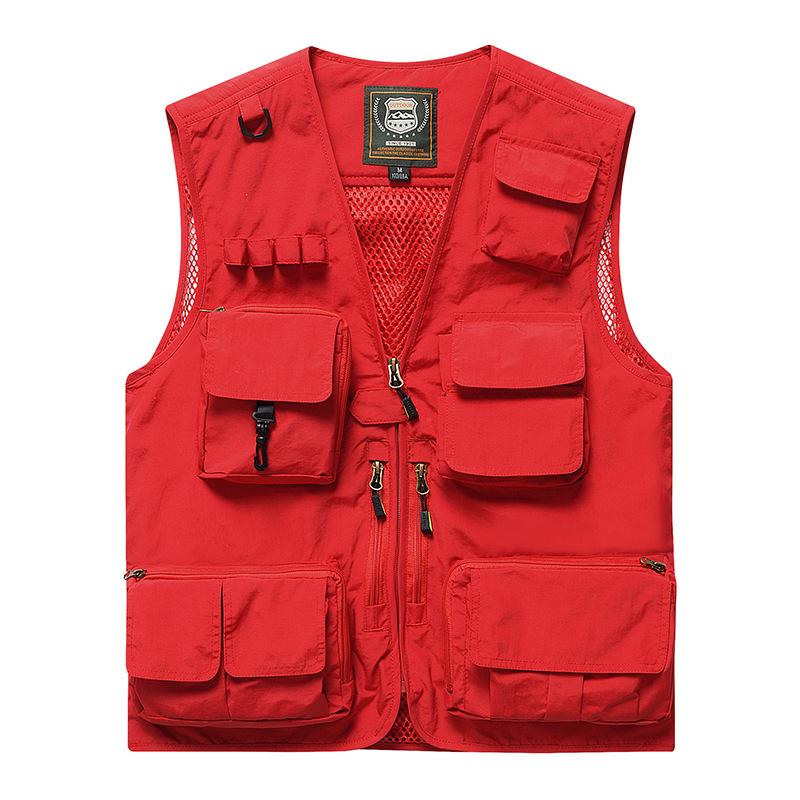 Vest tooling multi-pocket men's thin team outdoor vest breathable sports vest vest can be printed LOGO