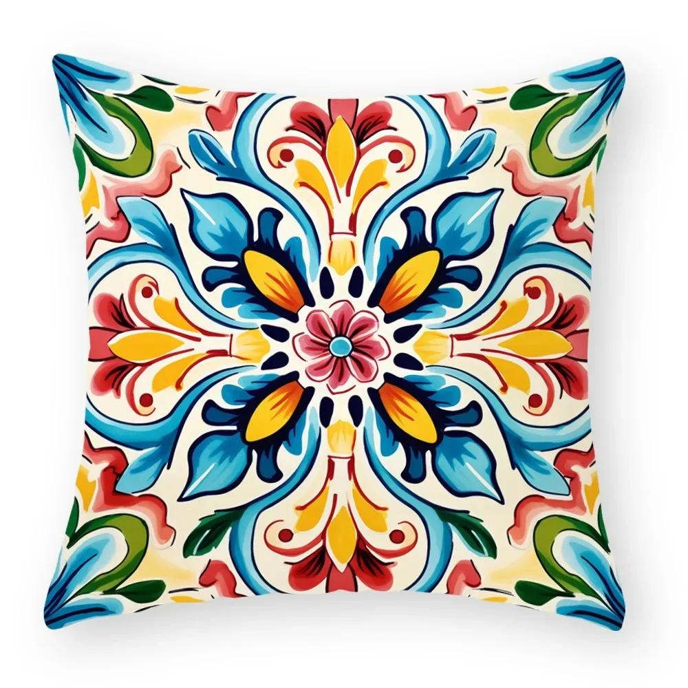 Office Sofa Car Cushion Cover Plant Flower Cat Pattern Luxury Home Decor Pillow Cover