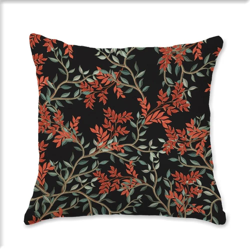Vintage Plant Flower Style Single Side Digital Printing Bohemian Pillowcase Car Sofa Cushion Suite Bedroom Bedside Decoration