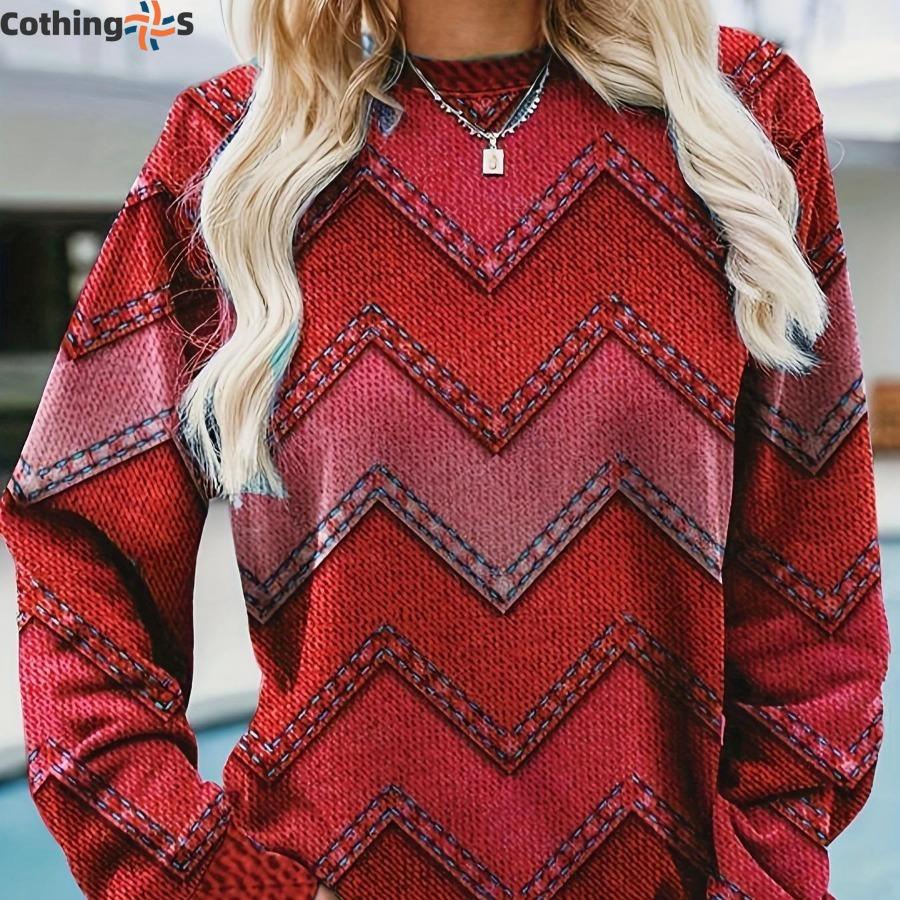 Mode Damtröja Randig Tryckt Huva Lös Topp