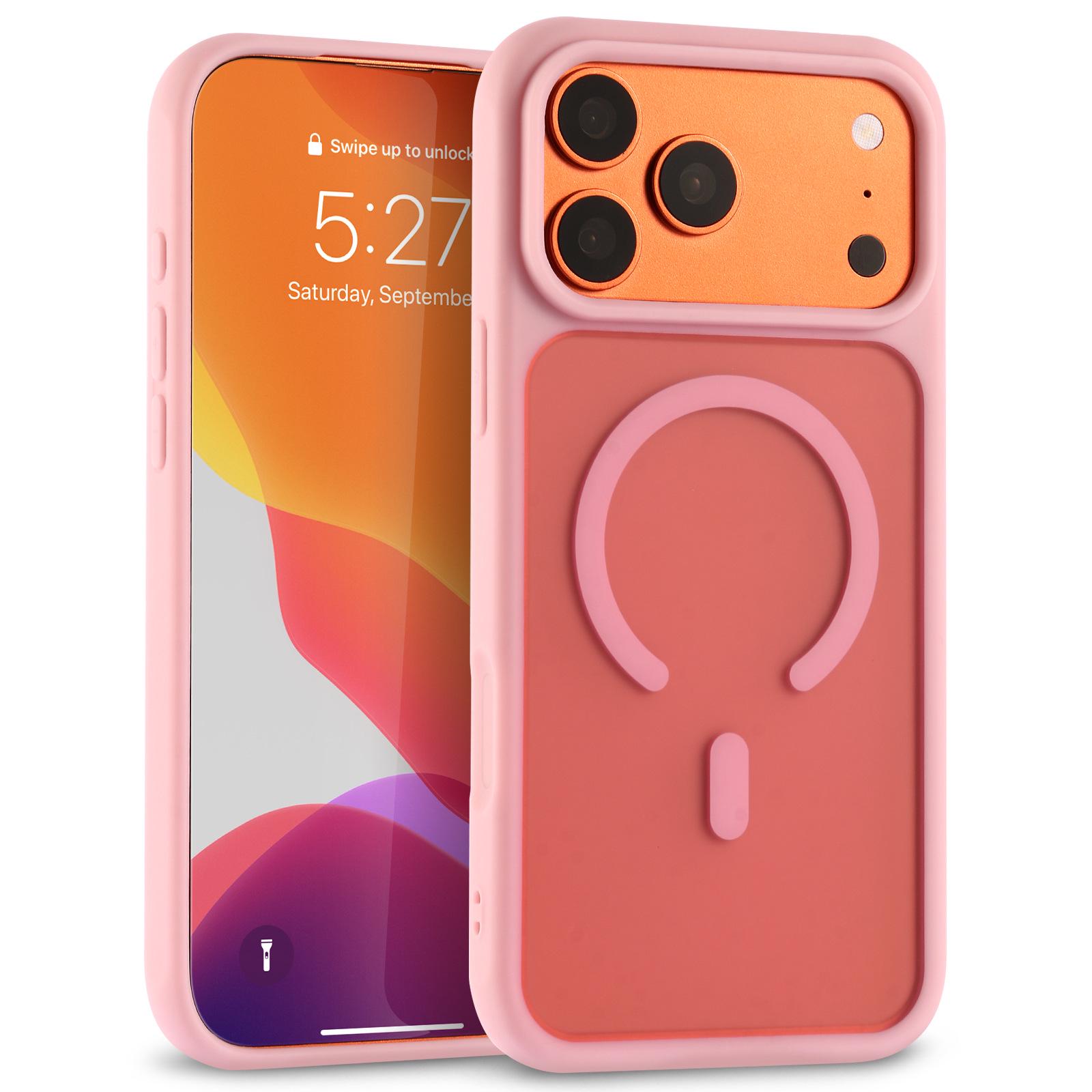 

iPhone 17 Pro Max Magnetic Case: Durable, Drop-Proof, Semi-transparent Protection for Apple 16/15/13 iPhone 16 Plus рожевий