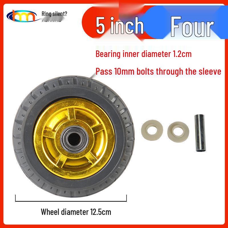 Schwerlast-Gummi-Lenkrollen mit Bremse - Doppelt gelagert, Größen 3/4/5 Zoll