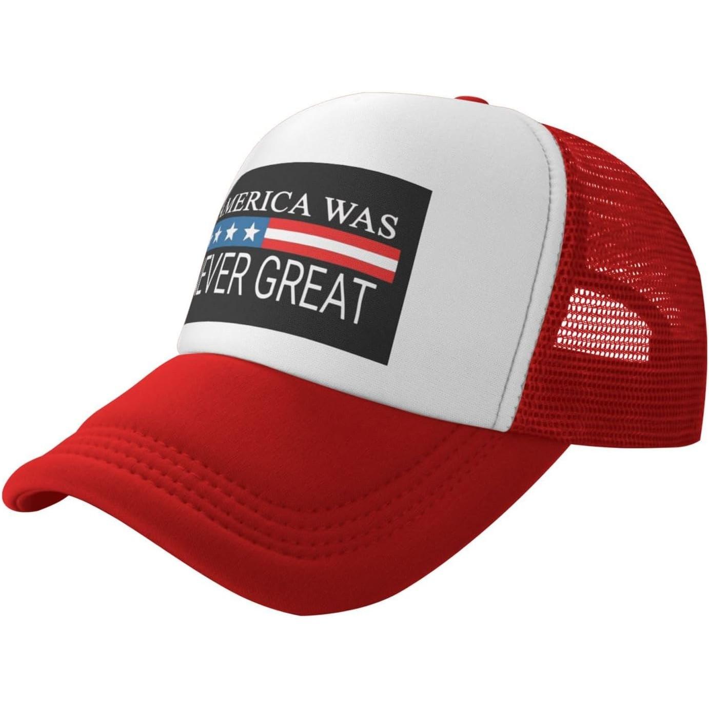 America Was Never Great Trucker Hat Unisex Adjustable Mesh Baseball Cap for Outdoor Casual Wear XS(old)