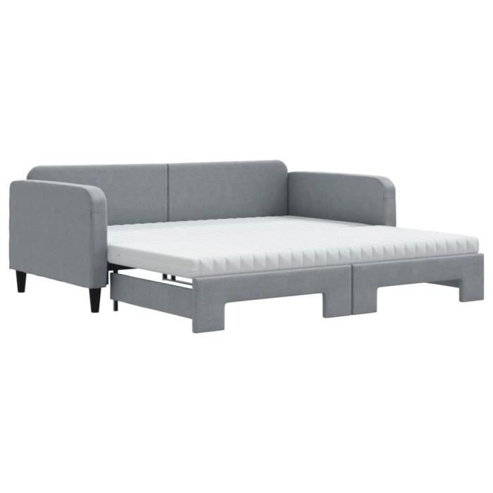VidaXL Lit de jour avec gigogne et matelas gris clair 100x200 cm tissu 3196839