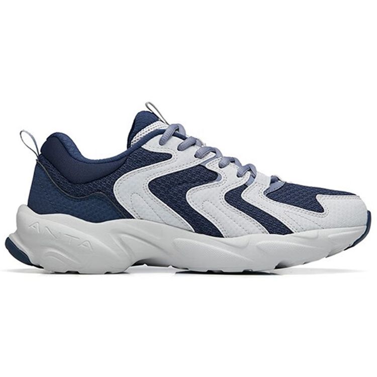Anta Versatile Shock Absorbing Non-Slip Wear-Resistant Breathable Lightweight Low-Top Running Shoes Men Sneakers Gray Blue 912245596-3