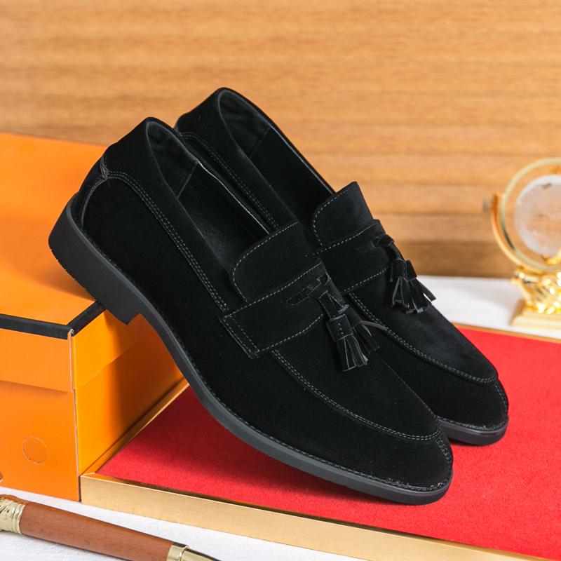 Fashion Fashion Brand Men's Spring Comfortable Pointed Formal Business Leather Shoes High-quality Men Breathable Casual Flow Su Loafers