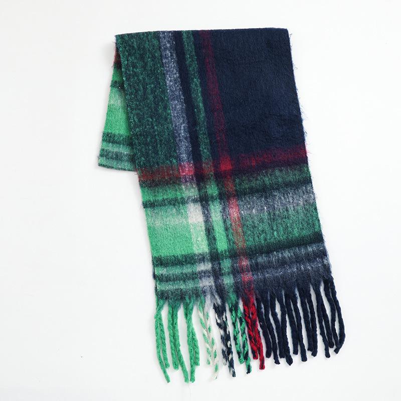 Men's and Women's Thick Woolen Scarf: Solid Color Knitted, Warm, Tassel-Edged, Imitation Cashmere for Winter