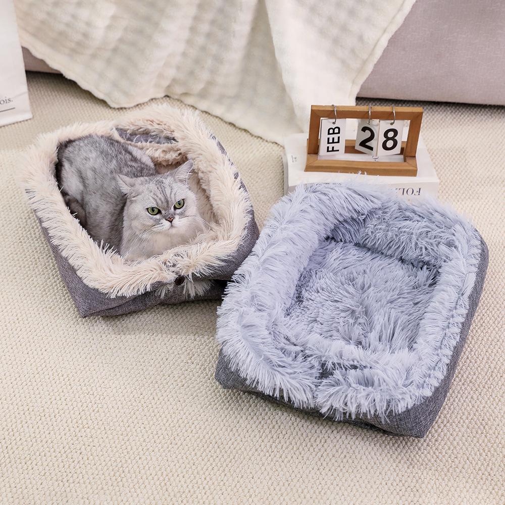 Dual-Use Fleece Pet Bed: Warm Cat Nest & Dog Mat for Autumn/Winter