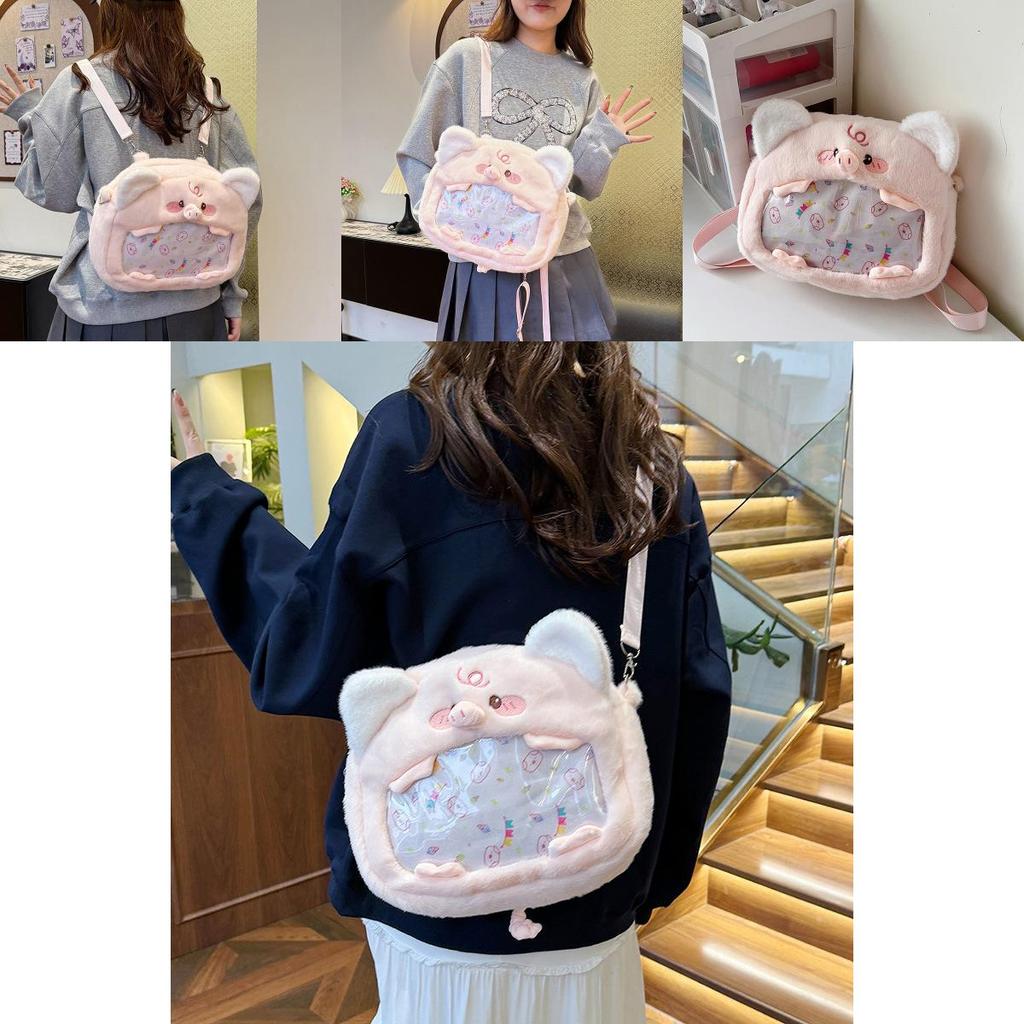 Pink Plush Cartoon Pig Backpack With Large Capacity For Students And Casual Use