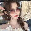 Women's Frameless Oval Metal Retro Sunglasses - High-End Japanese & Korean Fashion