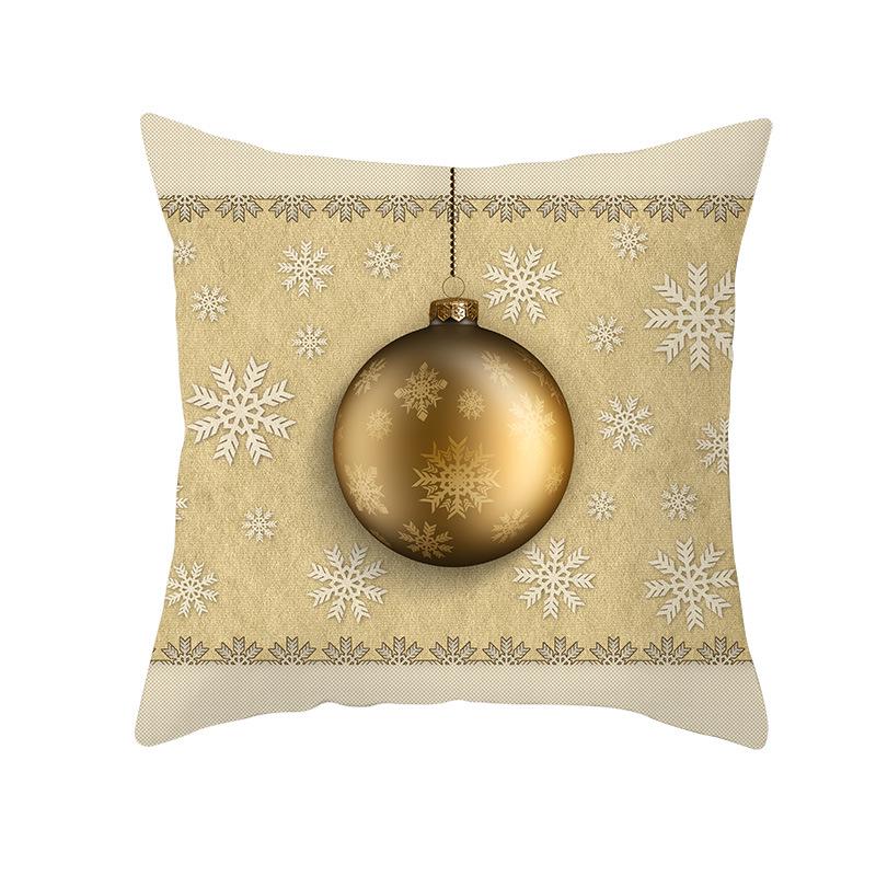 Golden Christmas Peach Velvet Cushion Cover New Digital Printed Square Cushion Cover Cushion Cover