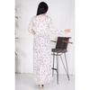 Long Hijab Elastic Waist And Embroidered Dress / Blue Flower Embroidery (brode) Slim Fit Buy A Larger Size