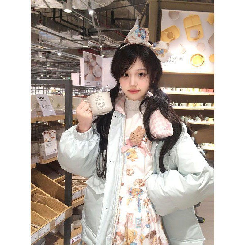 Sweet college style double-sided wear splicing design cotton jacket women's atmosphere contrasting colors thickened warm bread clothes tide