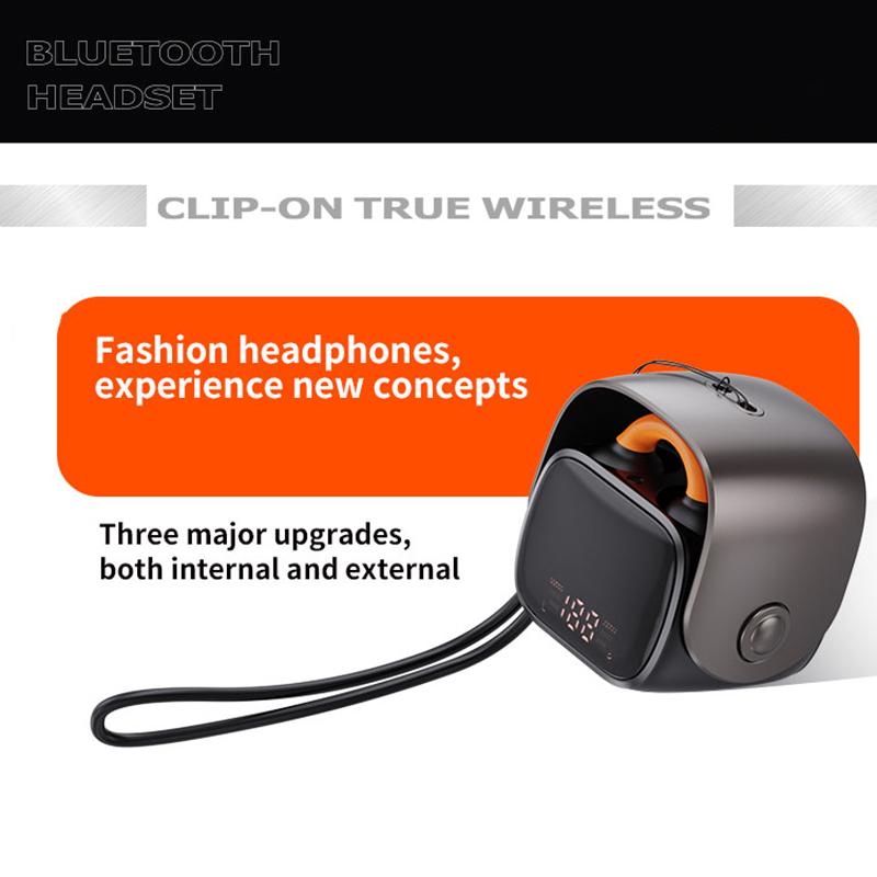 VAORLO Cyfrowy wyświetlacz Bezprzewodowe słuchawki douszne Klips do ucha Bezbolesny zestaw słuchawkowy HiFi Stereo Słuchawki douszne z redukcją szumów Sterowanie dotykowe