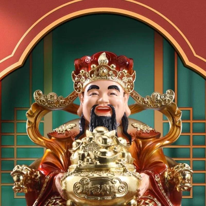 1 szt. Żywiczna Statua Buddy Bóstwa Bogactwa Ozdoba Żywiczne Rzemiosło Prezent na Otwarcie Sklepu Feng Shui Dekoracja Domu Przyciąganie Bogactwa