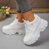 Fashion Women's Fashion White Platform Sneakers Thick Sole Non Slip Sports Shoes for Women Lace Up Height Increase Chunky Sneakers 35-42