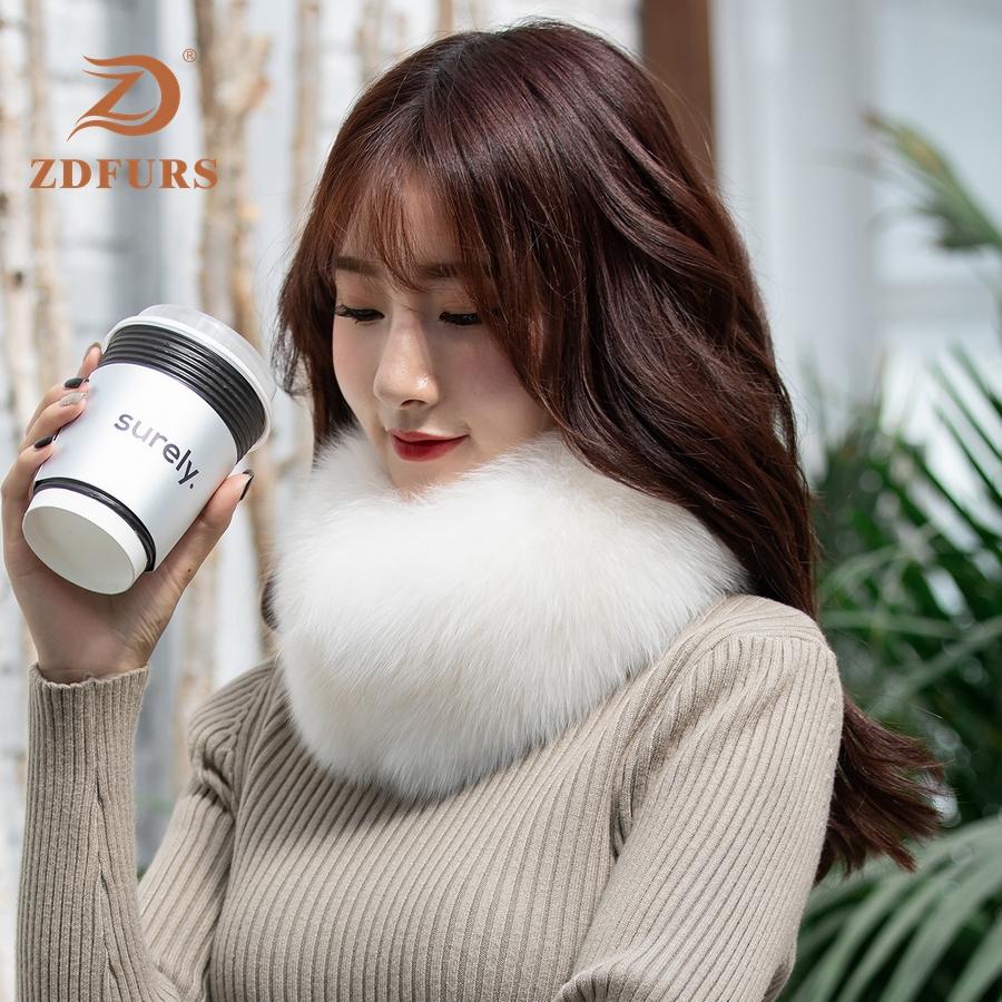 ZDFURS Echter Fuchs Pelzkragen & Schal 100% Natürlich Winterlich Warm Atmungsaktiv Pelz mit Magnet Quadratischer Stil für Damen Outdoor-Nutzung