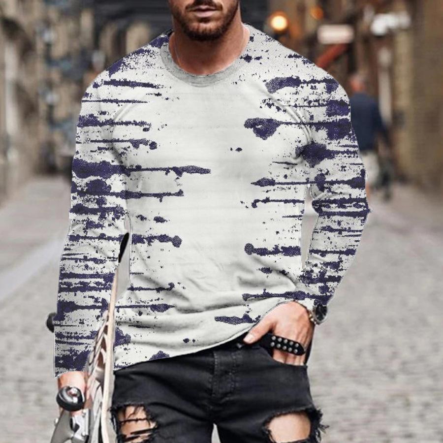 Men 3D Digital Print 100% Polyester Quick Drying Fitness T Shirt Tops Men Casual Long Sleeve Sport Round Neck Tops T Shirt