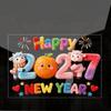 2D Flat Print Happy New Year Window Stickers Large Size 5D Window Glass Decor  Family Holiday