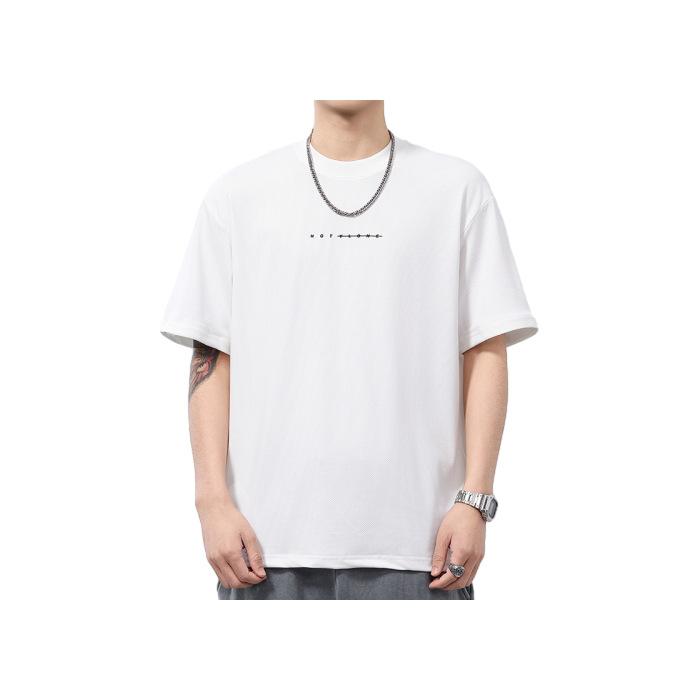 230g Comfortable Mesh Loose Round Neck Short-sleeved T-shirt for Men