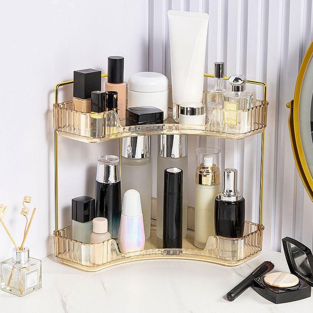 Transparent Desktop Corner Shelf Large Capacity Desktop Organizer Cosmetics Storage Holder  Home
