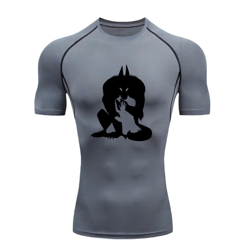 Men Sports T-shirt Training Fitness Compression Athletic Tight Fit Short Sleeve Fitness Breathable Quick-Drying High Elasticity