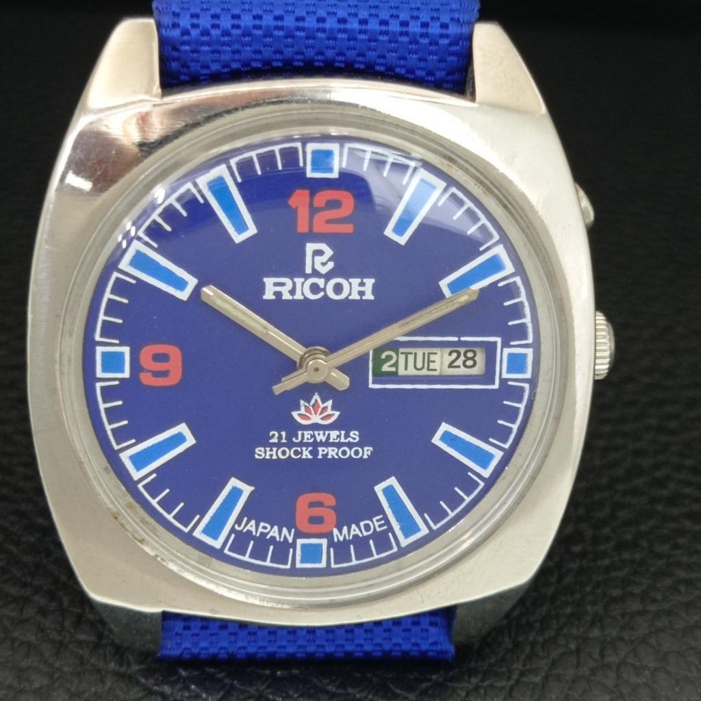 AUTOMATIC VINTAGE RICOH R31 JAPAN MENS BLUE COLOR DIAL WATCH a707719-1