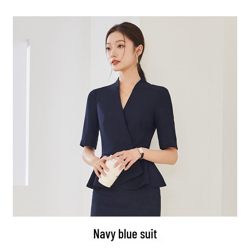 Elegant Women's Summer Skirt Suit for Beauty Salon Receptionists - Professional Goddess Style Workwear