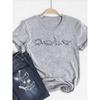 Print T Shirt Short Sleeve Flower Vintage Cute 90s Summer Top Fashion Clothes Women Clothing Gray Basic Tee Graphic T-shirt