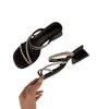 Temperament thick heel small cool slippers fairy shoes new fashion wear rhinestone thin belt sandals
