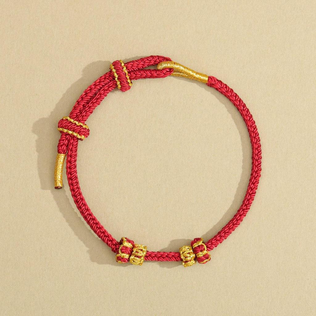 Handmade Eight-Strand Woven Red Rope Bracelet for Beading - Ethnic Style Birth Year Charm
