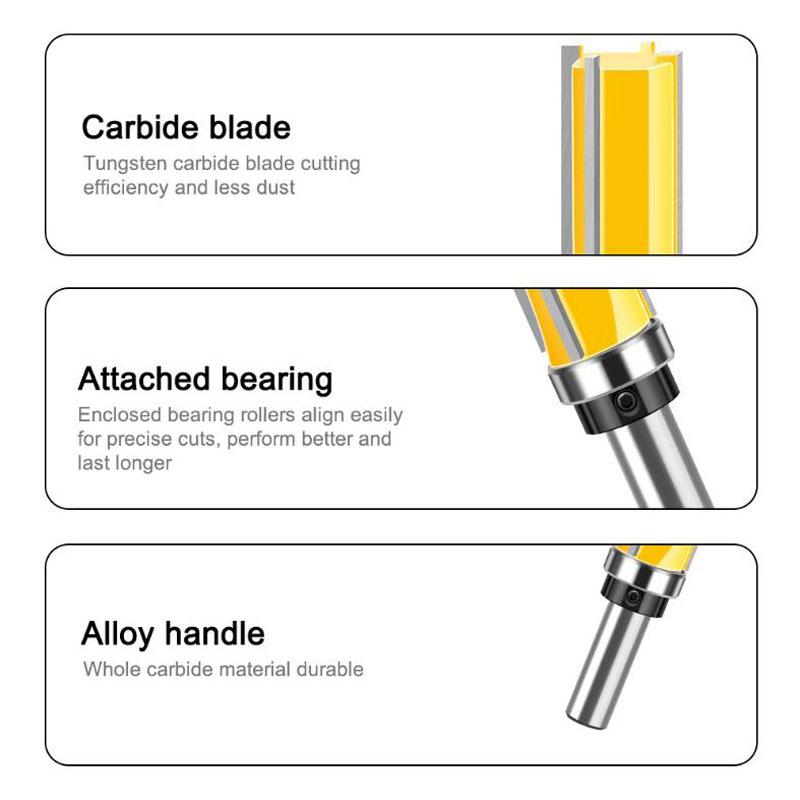 Fräser 12mm Schaft Schablone Bündigfräser Scharnier Zapfenschneiden Nutfräser Gerader Schaftfräser Bündigfräser Zapfen Holzbearbeitungswerkzeuge