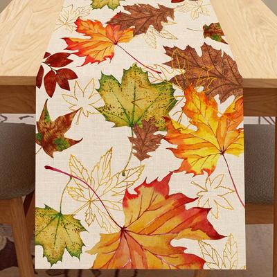 Runner da Tavola in Lino con Foglie d'Acero Autunnali Decorazioni per Feste Autunno Ringraziamento Raccolta Sciarpa per Comodino Decorazione per Tavolo da Cucina/Pranzo Festivo