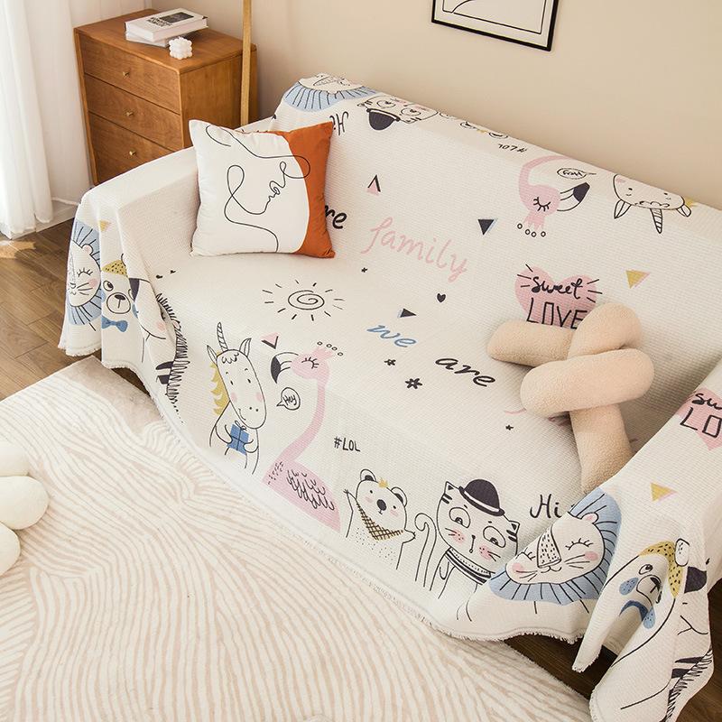 Waffle Sofa Cover Towel Four Seasons Universal Sofa Cover Cover Towel All-Inclusive Universal Sofa Cover Sofa Cushion