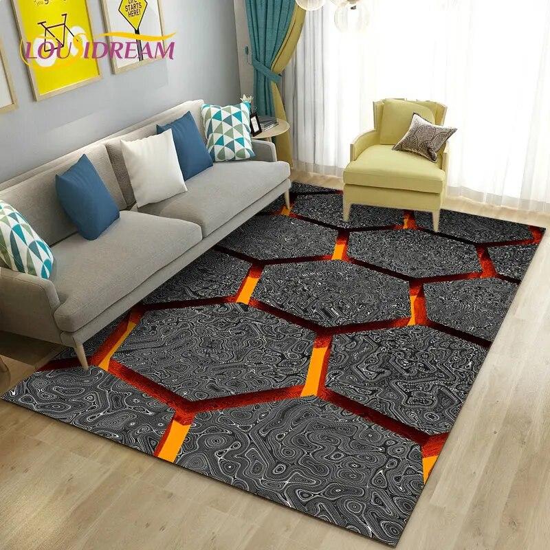3D Abstract Geometric Optical Area Rug,Carpet Rug for Living Room Bedroom Sofa Doormat Kitchen Decoration,Kid Non-slip Floor Mat