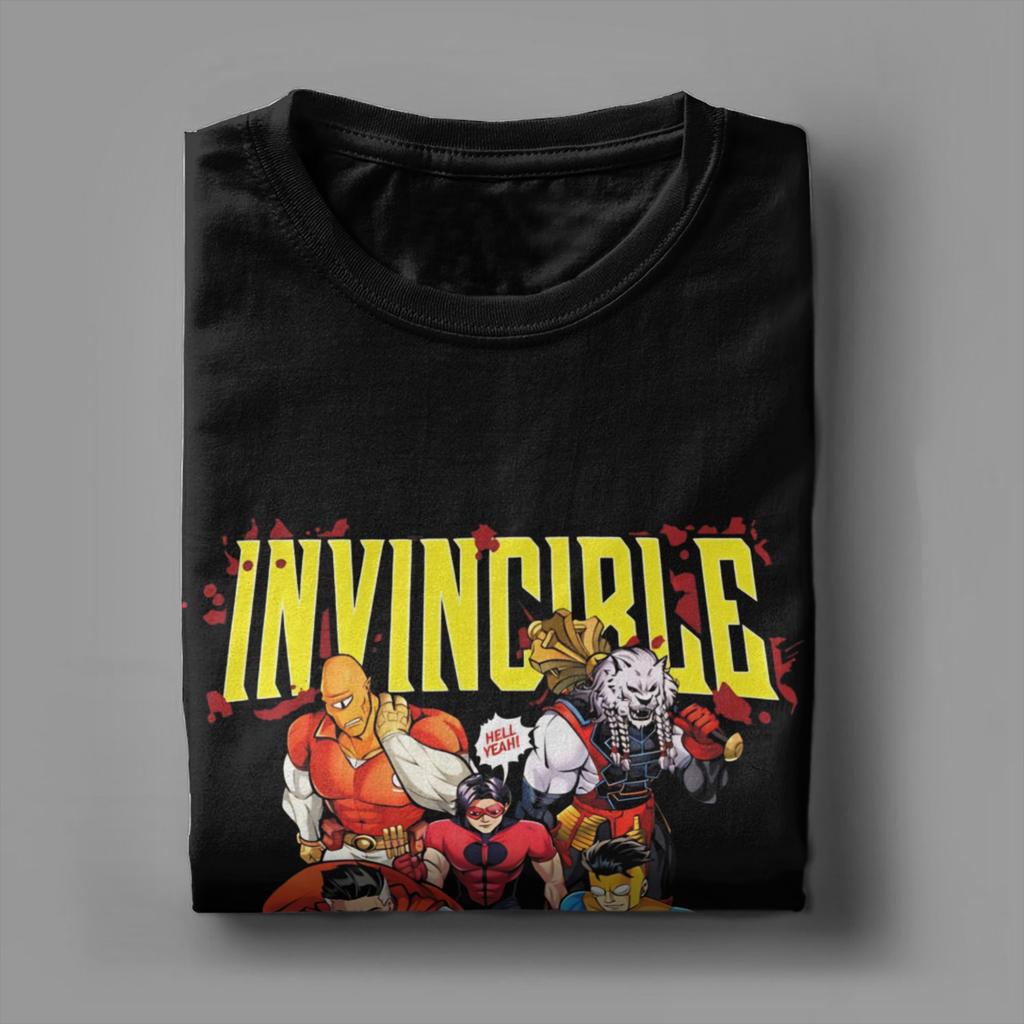 Vintage T-Shirt Summer Invincible Comic Hip Hop T Shirts  Cotton Tee Shirt for Men Y2K Basic Short Sleeve Tops