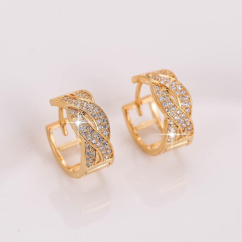 European Copper Inlaid Rhinestone Crystal Earrings - Women s Geometric Jewelry Studs, 2021 Design