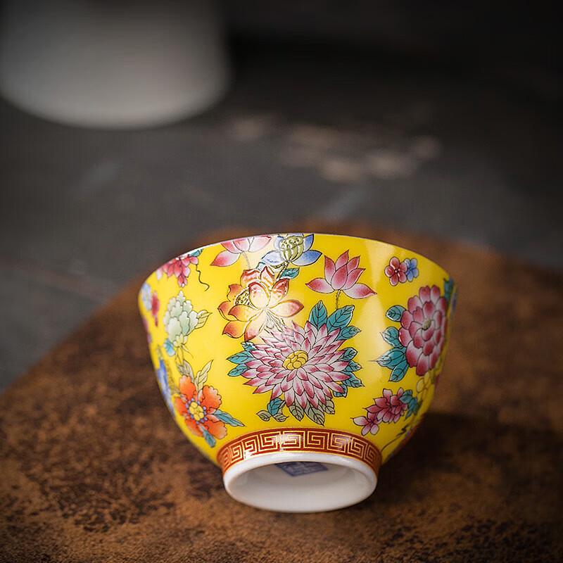 Chaxun Chinese Gilded Silver & Enamel Ceramic Tea Set with Crystal Filter