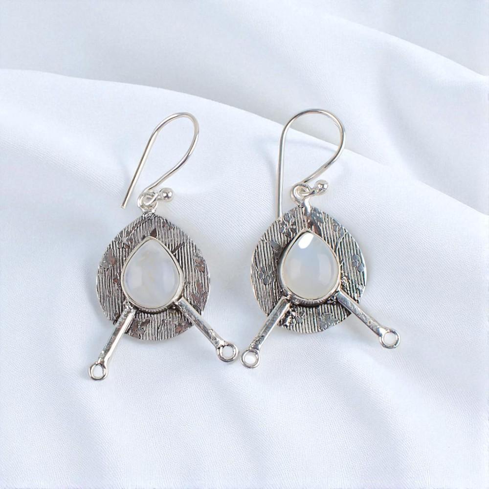 

Rainbow Moonstone Gemstone 925 Sterling Silver Jewelry Handmade Earrings 1.86 EE-78-24