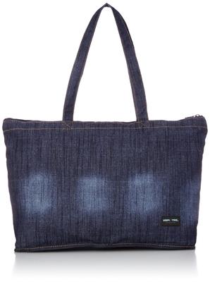 Hapitas Foldable Denim Tote Bag, Carry-On Compatible, Available In a Variety of Patterns, 17L, 33cm, 0.36kg, H0001-DE 272, Indigo