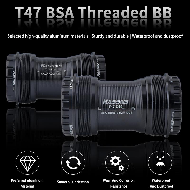 HASSNS T47 Bottom Bracket BSA Mtb Central Movement DUB Bicycle Hollowtech Central Movement Mountain Bike Ceramics BB 68-73MM