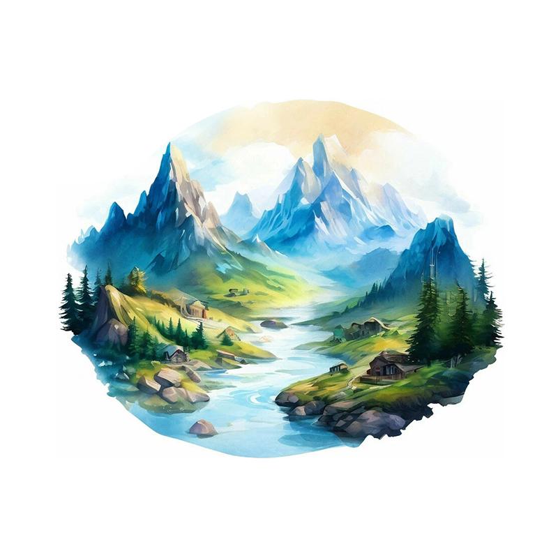 Mountains and Rivers Nature Views Car Sticker Vinyl Decal Waterproof Rear Window Motorcycle Camper Bumper Truck Laptop Decoration SH1221