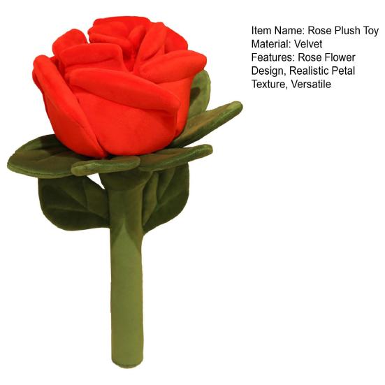 Rose Plush Toy Realistic Flower Design Soft Healing Never Withering Imitation Rose Flower Emotional Companion Toy