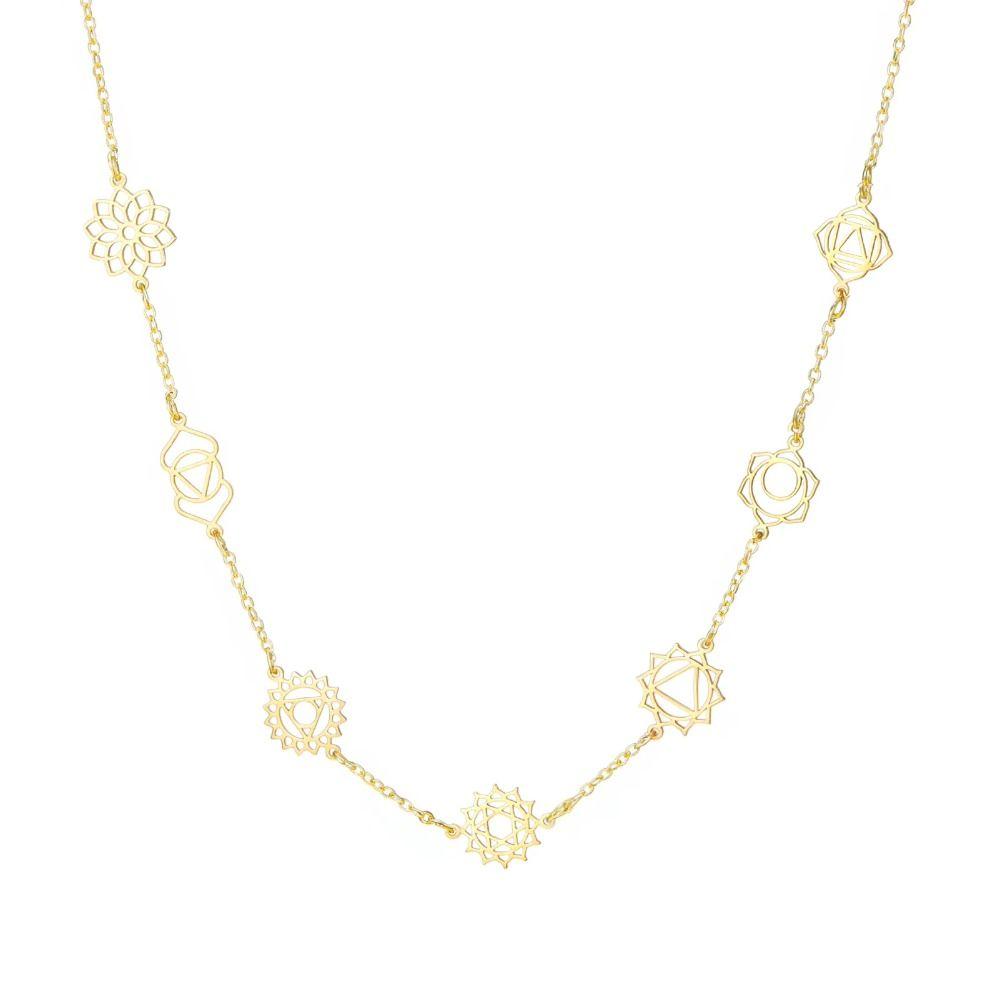 Stainless Steel 7 Chakra Necklace Gold Color Energy Pendant Necklace Spiritual Gift