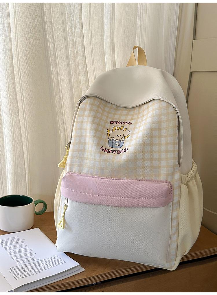Schoolbag Foreign Soft Girl Girl Backpack Ins Japanese Cute Primary School Schoolbag Travel Plaid Cartoon Backpack