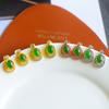 Hotan Jade Jasper S925 Silver Inlaid Egg Face Ear Studs Earrings Fashion Women's National Style with Certificate